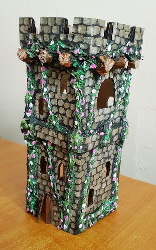 Lorna, castle tower, recycled materials.